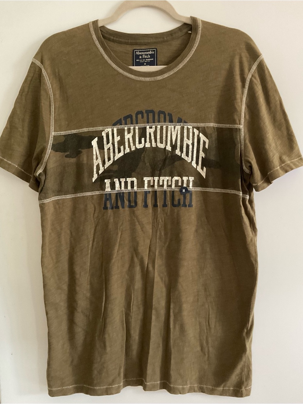 Abercrombie & Fitch Olive Green Graphic Logo Tee